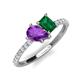 5 - Zahara 9x6 mm Pear Amethyst and 7x5 mm Emerald Cut Lab Created Emerald 2 Stone Duo Ring 
