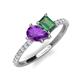 5 - Zahara 9x6 mm Pear Amethyst and 7x5 mm Emerald Cut Lab Created Alexandrite 2 Stone Duo Ring 