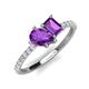 5 - Zahara 9x6 mm Pear and 7x5 mm Emerald Cut Amethyst 2 Stone Duo Ring 