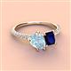4 - Zahara 9x6 mm Pear Aquamarine and 7x5 mm Emerald Cut Lab Created Blue Sapphire 2 Stone Duo Ring 