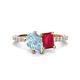 1 - Zahara 9x6 mm Pear Aquamarine and 7x5 mm Emerald Cut Lab Created Ruby 2 Stone Duo Ring 