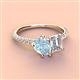 4 - Zahara 9x6 mm Pear Aquamarine and IGI Certified 7x5 mm Emerald Cut Lab Grown Diamond 2 Stone Duo Ring 