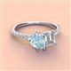 4 - Zahara 9x6 mm Pear Aquamarine and IGI Certified 7x5 mm Emerald Cut Lab Grown Diamond 2 Stone Duo Ring 