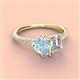 4 - Zahara 9x6 mm Pear Aquamarine and 7x5 mm Emerald Cut Forever Brilliant Moissanite 2 Stone Duo Ring 