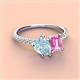 4 - Zahara 9x6 mm Pear Aquamarine and 7x5 mm Emerald Cut Lab Created Pink Sapphire 2 Stone Duo Ring 