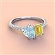 4 - Zahara 9x6 mm Pear Aquamarine and 7x5 mm Emerald Cut Lab Created Yellow Sapphire 2 Stone Duo Ring 