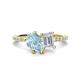1 - Zahara 9x6 mm Pear Aquamarine and 7x5 mm Emerald Cut White Sapphire 2 Stone Duo Ring 