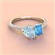 4 - Zahara 9x6 mm Pear Aquamarine and 7x5 mm Emerald Cut Blue Topaz 2 Stone Duo Ring 