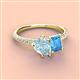4 - Zahara 9x6 mm Pear Aquamarine and 7x5 mm Emerald Cut Blue Topaz 2 Stone Duo Ring 