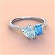 4 - Zahara 9x6 mm Pear Aquamarine and 7x5 mm Emerald Cut Blue Topaz 2 Stone Duo Ring 