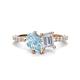 1 - Zahara 9x6 mm Pear Aquamarine and 7x5 mm Emerald Cut White Sapphire 2 Stone Duo Ring 