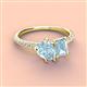 4 - Zahara 9x6 mm Pear and 7x5 mm Emerald Cut Aquamarine 2 Stone Duo Ring 