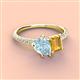 4 - Zahara 9x6 mm Pear Aquamarine and 7x5 mm Emerald Cut Citrine 2 Stone Duo Ring 