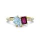 1 - Zahara 9x6 mm Pear Aquamarine and 7x5 mm Emerald Cut Rhodolite Garnet 2 Stone Duo Ring 