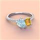 4 - Zahara 9x6 mm Pear Aquamarine and 7x5 mm Emerald Cut Citrine 2 Stone Duo Ring 