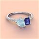 4 - Zahara 9x6 mm Pear Aquamarine and 7x5 mm Emerald Cut Iolite 2 Stone Duo Ring 