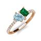 5 - Zahara 9x6 mm Pear Aquamarine and 7x5 mm Emerald Cut Lab Created Emerald 2 Stone Duo Ring 