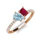 5 - Zahara 9x6 mm Pear Aquamarine and 7x5 mm Emerald Cut Lab Created Ruby 2 Stone Duo Ring 