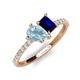 5 - Zahara 9x6 mm Pear Aquamarine and 7x5 mm Emerald Cut Lab Created Blue Sapphire 2 Stone Duo Ring 