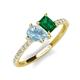 5 - Zahara 9x6 mm Pear Aquamarine and 7x5 mm Emerald Cut Lab Created Emerald 2 Stone Duo Ring 