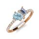 5 - Zahara 9x6 mm Pear Aquamarine and GIA Certified 7x5 mm Emerald Cut Diamond 2 Stone Duo Ring 