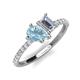 5 - Zahara 9x6 mm Pear Aquamarine and GIA Certified 7x5 mm Emerald Cut Diamond 2 Stone Duo Ring 