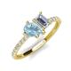 5 - Zahara 9x6 mm Pear Aquamarine and 7x5 mm Emerald Cut Forever One Moissanite 2 Stone Duo Ring 