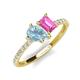 5 - Zahara 9x6 mm Pear Aquamarine and 7x5 mm Emerald Cut Lab Created Pink Sapphire 2 Stone Duo Ring 