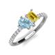 5 - Zahara 9x6 mm Pear Aquamarine and 7x5 mm Emerald Cut Lab Created Yellow Sapphire 2 Stone Duo Ring 