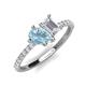 5 - Zahara 9x6 mm Pear Aquamarine and 7x5 mm Emerald Cut White Sapphire 2 Stone Duo Ring 