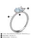 6 - Zahara 9x6 mm Pear Aquamarine and 7x5 mm Emerald Cut White Sapphire 2 Stone Duo Ring 