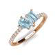 5 - Zahara 9x6 mm Pear and 7x5 mm Emerald Cut Aquamarine 2 Stone Duo Ring 
