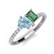 5 - Zahara 9x6 mm Pear Aquamarine and 7x5 mm Emerald Cut Lab Created Alexandrite 2 Stone Duo Ring 
