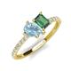 5 - Zahara 9x6 mm Pear Aquamarine and 7x5 mm Emerald Cut Lab Created Alexandrite 2 Stone Duo Ring 