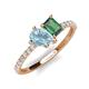 5 - Zahara 9x6 mm Pear Aquamarine and 7x5 mm Emerald Cut Lab Created Alexandrite 2 Stone Duo Ring 