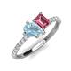 5 - Zahara 9x6 mm Pear Aquamarine and 7x5 mm Emerald Cut Pink Tourmaline 2 Stone Duo Ring 
