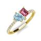 5 - Zahara 9x6 mm Pear Aquamarine and 7x5 mm Emerald Cut Pink Tourmaline 2 Stone Duo Ring 