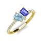5 - Zahara 9x6 mm Pear Aquamarine and 7x5 mm Emerald Cut Tanzanite 2 Stone Duo Ring 