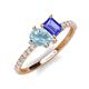 5 - Zahara 9x6 mm Pear Aquamarine and 7x5 mm Emerald Cut Tanzanite 2 Stone Duo Ring 