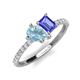 5 - Zahara 9x6 mm Pear Aquamarine and 7x5 mm Emerald Cut Tanzanite 2 Stone Duo Ring 