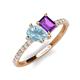 5 - Zahara 9x6 mm Pear Aquamarine and 7x5 mm Emerald Cut Amethyst 2 Stone Duo Ring 