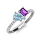 5 - Zahara 9x6 mm Pear Aquamarine and 7x5 mm Emerald Cut Amethyst 2 Stone Duo Ring 