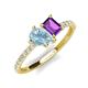 5 - Zahara 9x6 mm Pear Aquamarine and 7x5 mm Emerald Cut Amethyst 2 Stone Duo Ring 