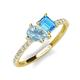 5 - Zahara 9x6 mm Pear Aquamarine and 7x5 mm Emerald Cut Blue Topaz 2 Stone Duo Ring 
