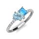 5 - Zahara 9x6 mm Pear Aquamarine and 7x5 mm Emerald Cut Blue Topaz 2 Stone Duo Ring 