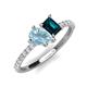 5 - Zahara 9x6 mm Pear Aquamarine and 7x5 mm Emerald Cut London Blue Topaz 2 Stone Duo Ring 