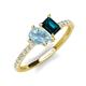 5 - Zahara 9x6 mm Pear Aquamarine and 7x5 mm Emerald Cut London Blue Topaz 2 Stone Duo Ring 