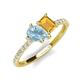 5 - Zahara 9x6 mm Pear Aquamarine and 7x5 mm Emerald Cut Citrine 2 Stone Duo Ring 