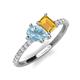 5 - Zahara 9x6 mm Pear Aquamarine and 7x5 mm Emerald Cut Citrine 2 Stone Duo Ring 