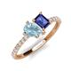 5 - Zahara 9x6 mm Pear Aquamarine and 7x5 mm Emerald Cut Iolite 2 Stone Duo Ring 